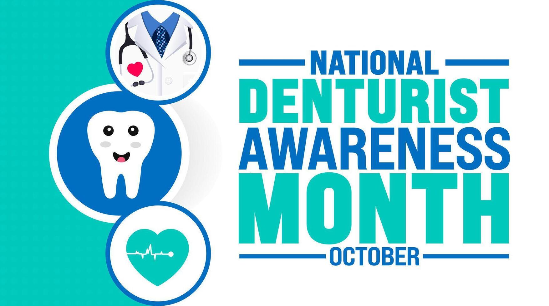 National Denturist Awareness Month background or banner design template is observed every year in October. Holiday concept. Template for card, poster, placard, template. eps 10 vector