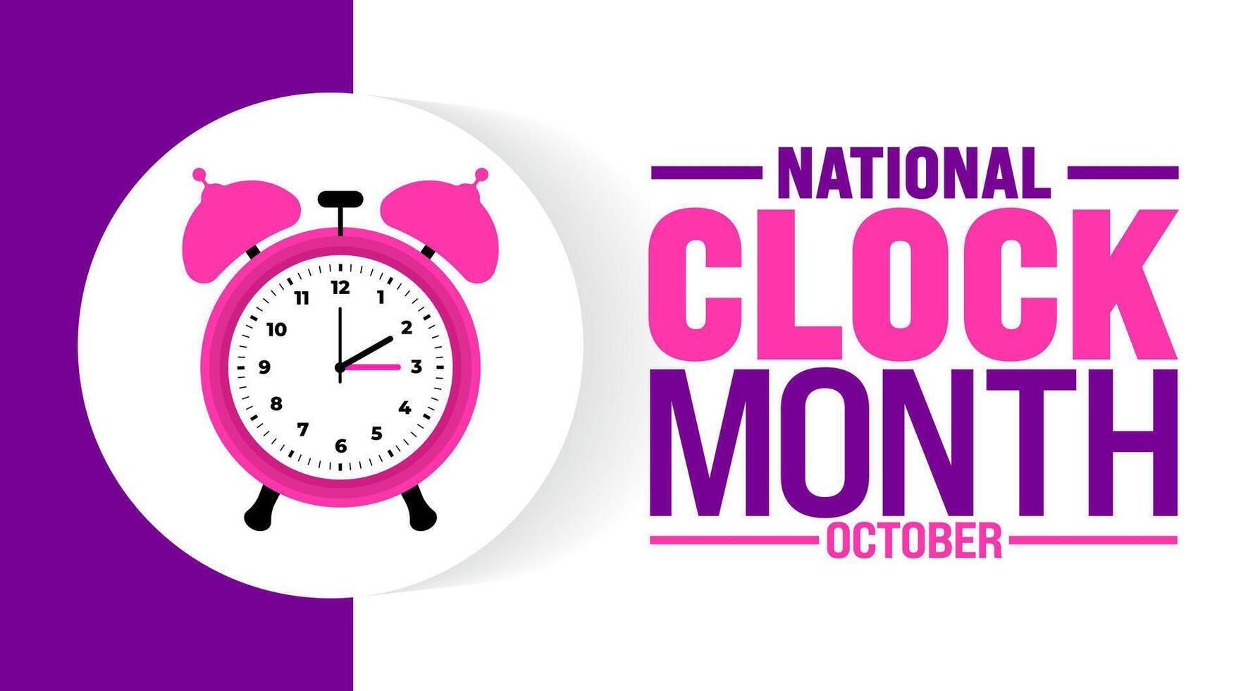 National Clock Month background or banner design template is observed every year in October. Holiday concept. Template for card, poster, placard, template. eps 10 vector