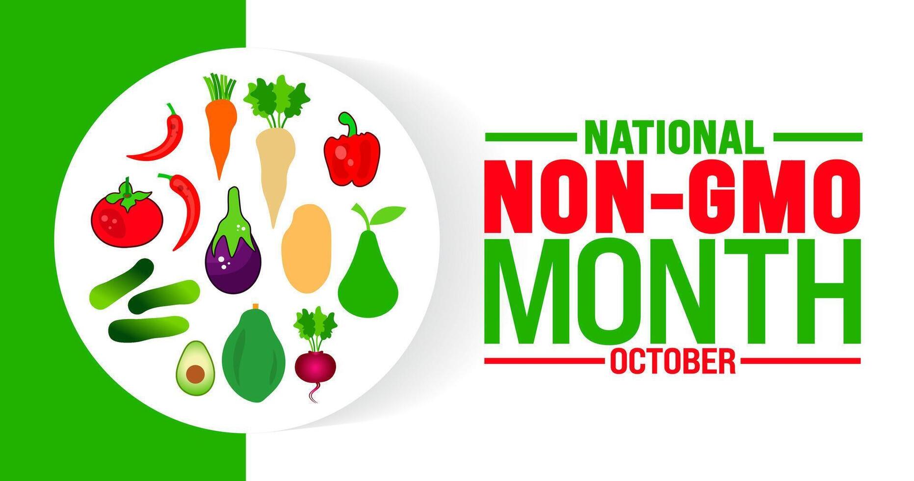 National non gmo month background or banner design template is observed every year in October. Holiday concept. Template for card, poster, placard, template. eps 10 vector
