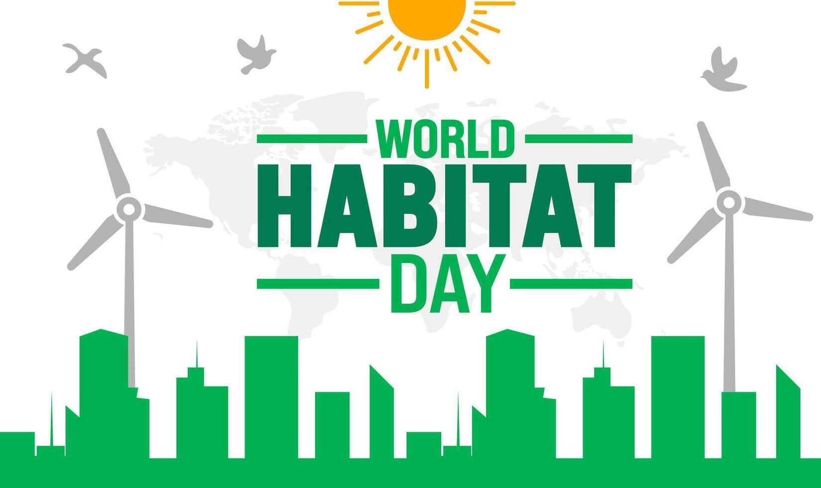 World Habitat Day background or banner design template is observed every year in October. Holiday concept. Template for card, poster, placard, template. eps 10 vector