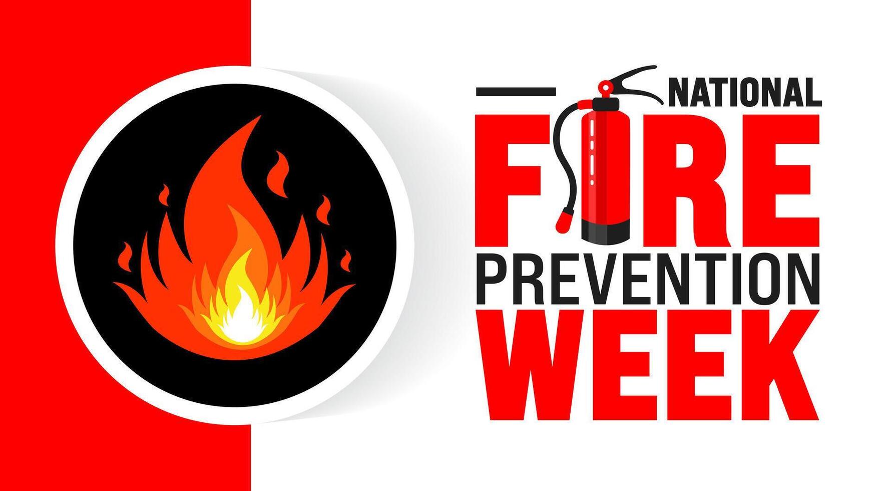National Fire Prevention Week background or banner design template is observed every year in October. Holiday concept. Template for card, poster, placard, template. eps 10 vector
