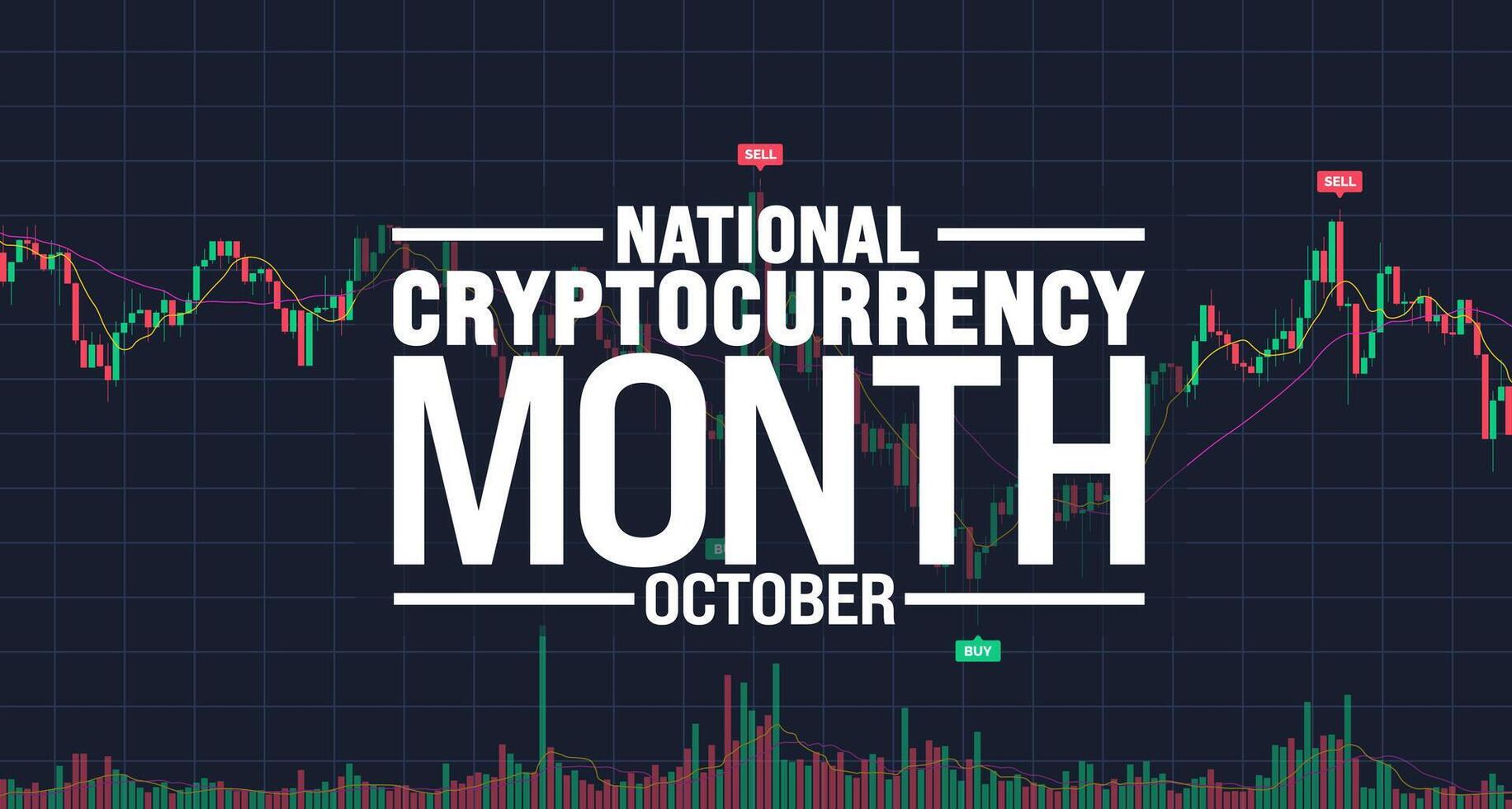 National cryptocurrency month background or banner design template is observed every year in October. Holiday concept. Template for card, poster, placard, template. eps 10 vector