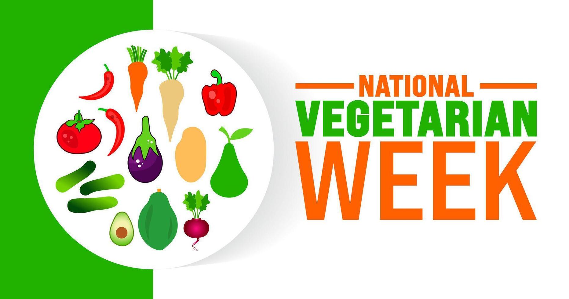 National Vegetarian Week background or banner design template is observed every year in October. Holiday concept. Template for card, poster, placard, template. eps 10 vector