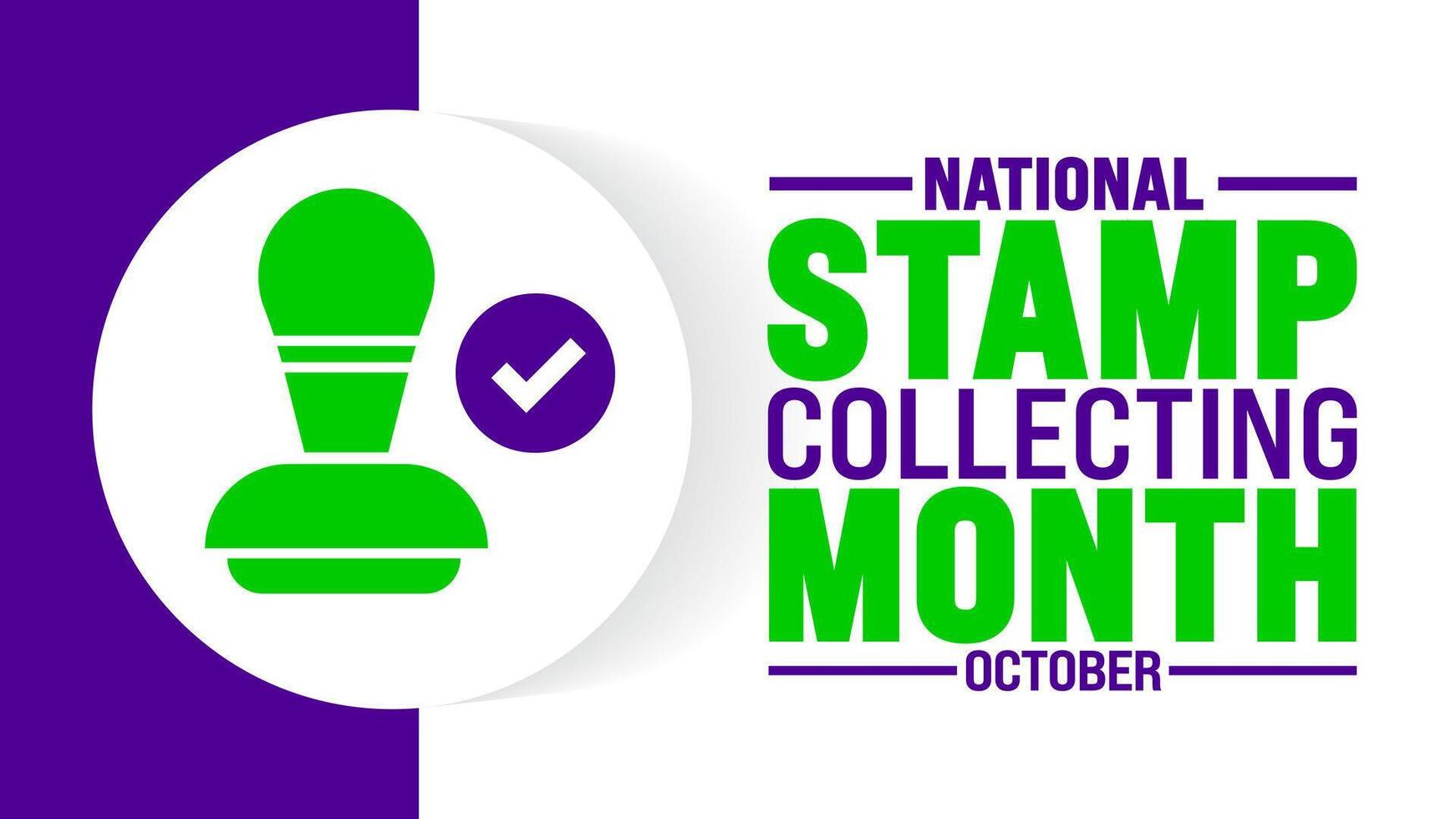 National Stamp Collecting Month background or banner design template is observed every year in October. Holiday concept. Template for card, poster, placard, template. eps 10 vector