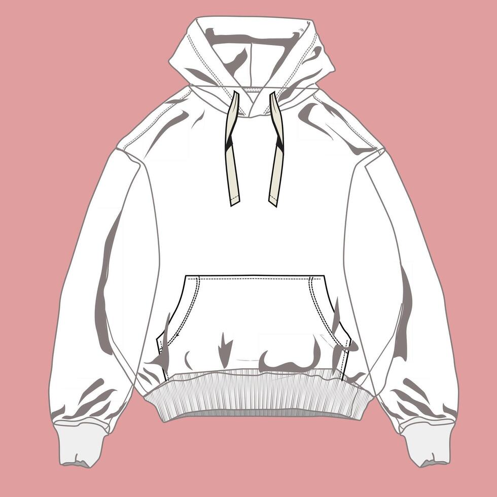 a white hoodie with a zipper on the front vector