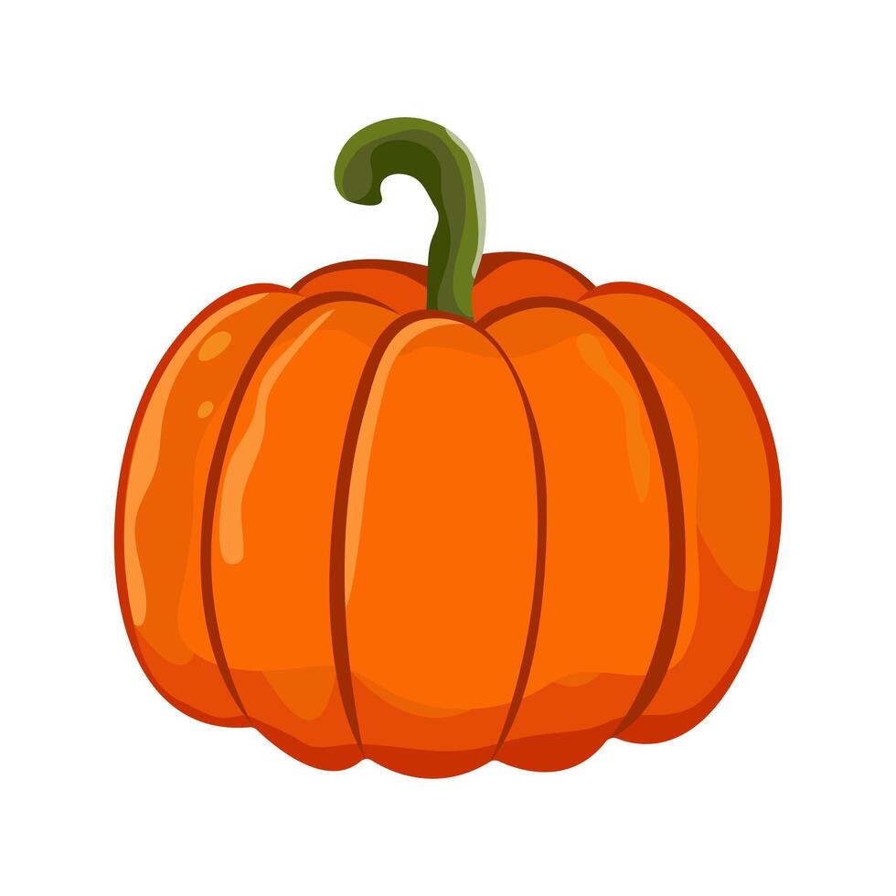 Vegetable pumpkin. . Autumn pumpkin symbol for Halloween or Thanksgiving. Flat design. Orange pumpkin silhouette on white background. vector