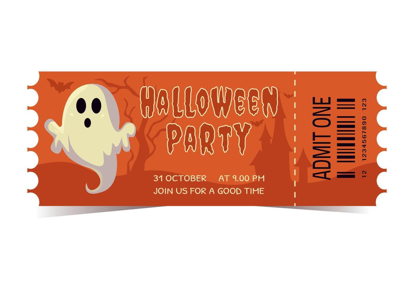 Halloween Tickets. Halloween celebration party invitation illustration of a magical and spooky night Isolated vector
