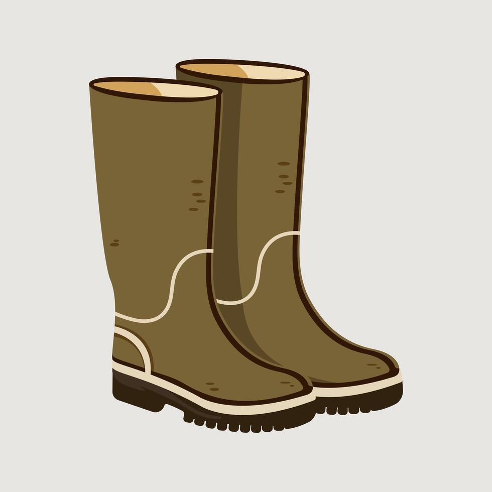 fall rubber boots, safety shoes. Waterproof shoes. Wellingtons, wellies, pair of rain boots. Flat graphic illustration isolated on white background vector
