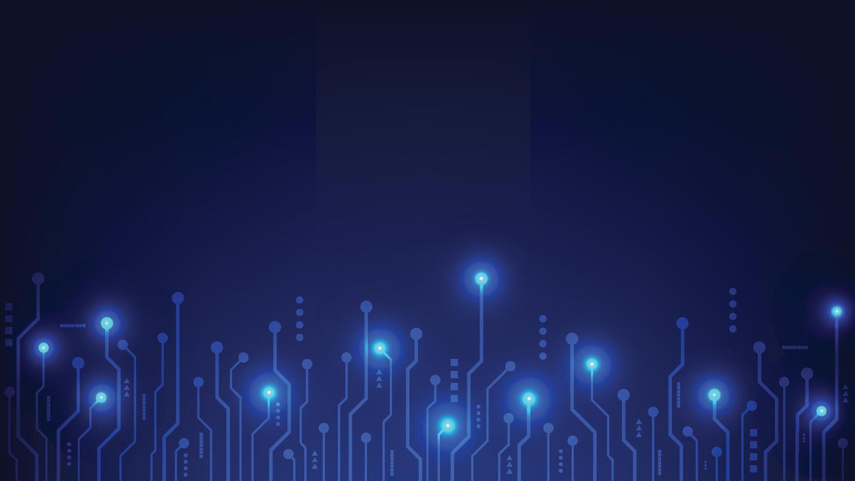 digital technology background with circuit board and blue light vector