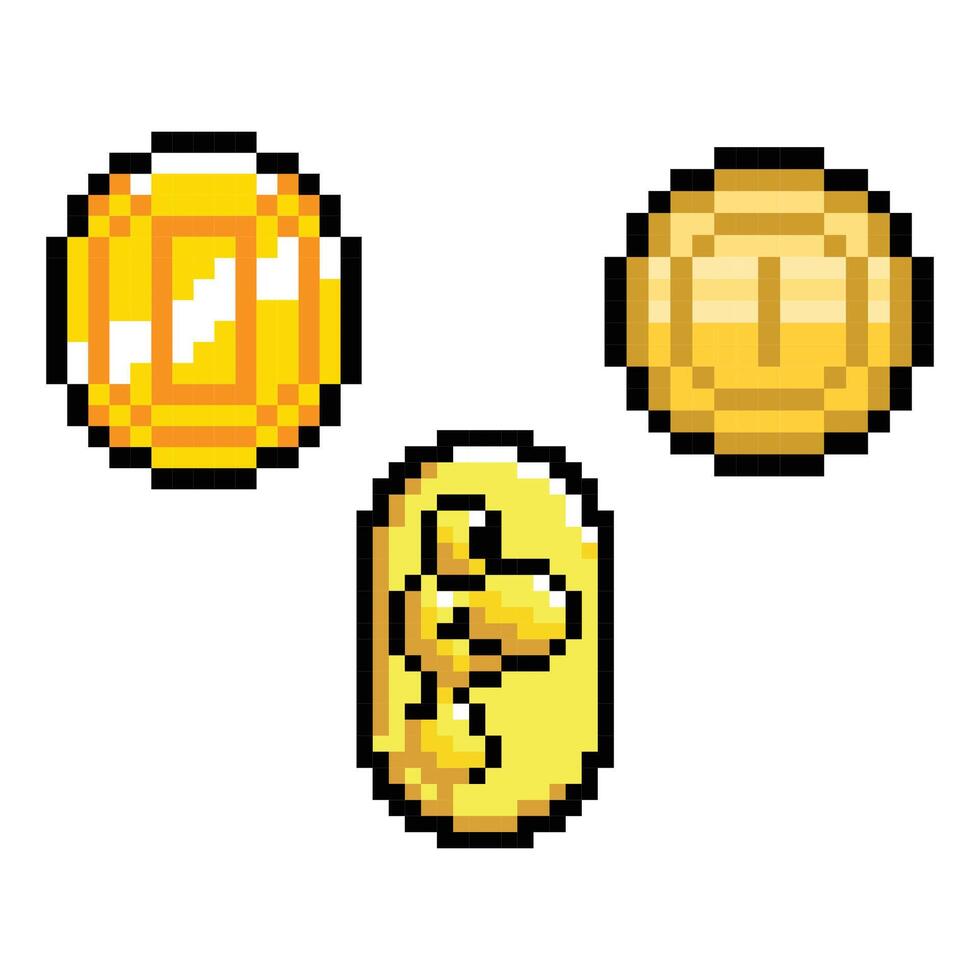 Kind of Gold Coin Game Pixel Collection vector