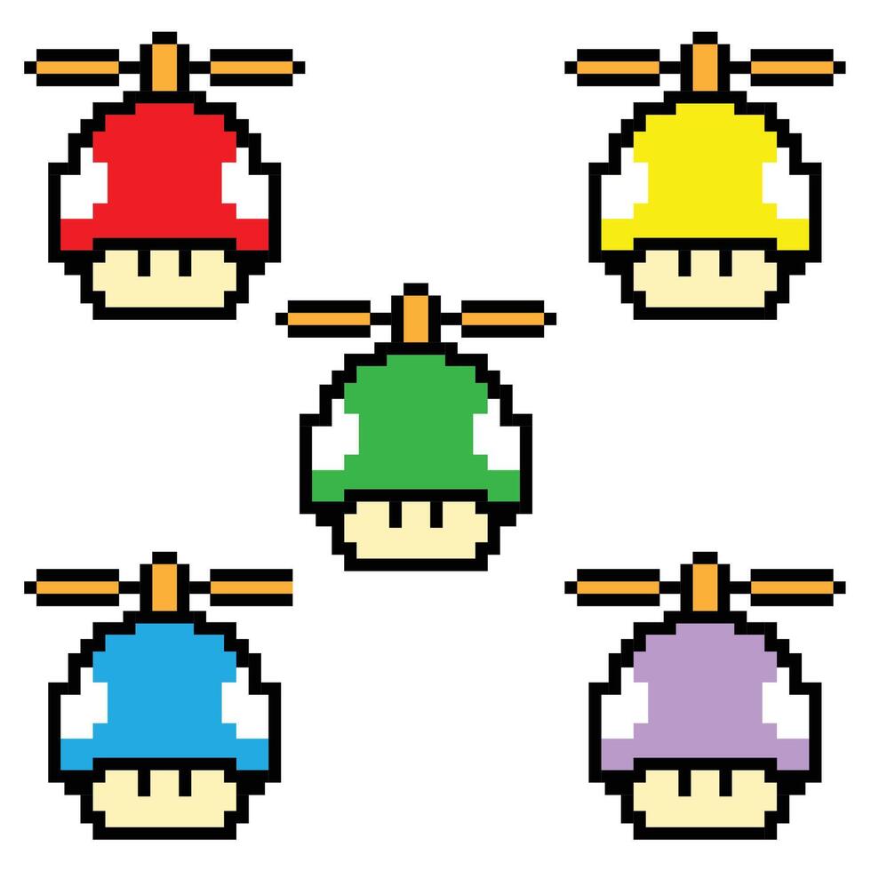 Flying Mushroom Game Pixel vector