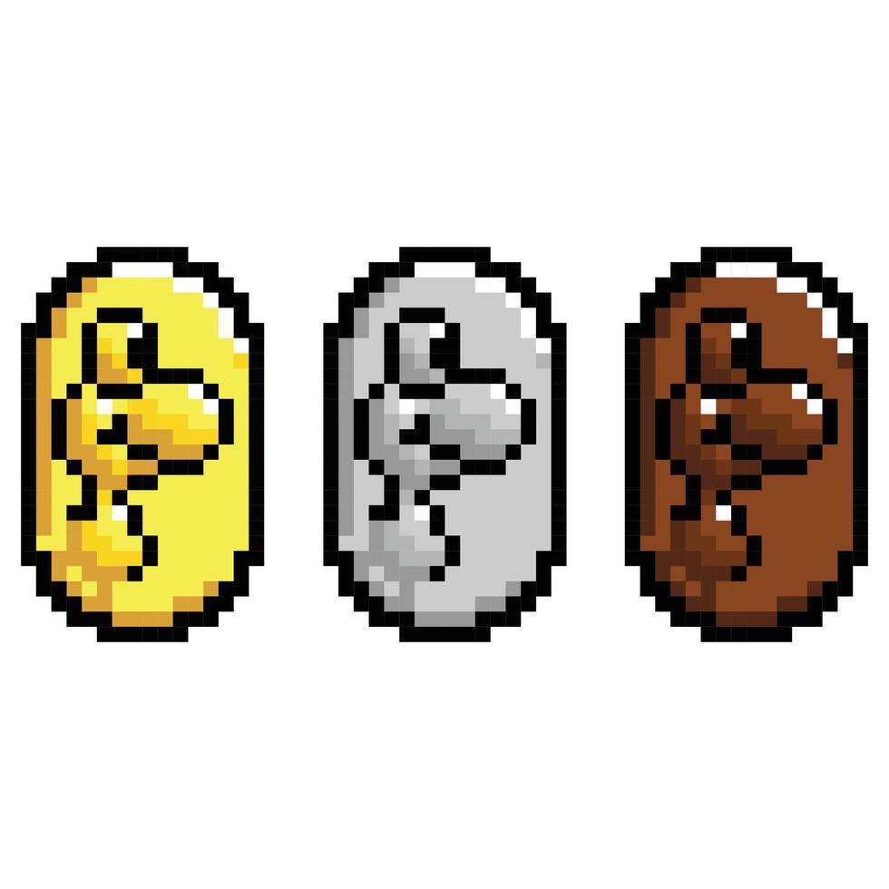 Dino Yoshi Coin Game Pixel Collection vector