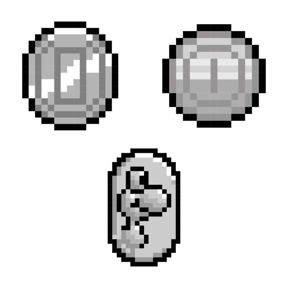 Kind of Silver Coin Game Pixel Collection vector