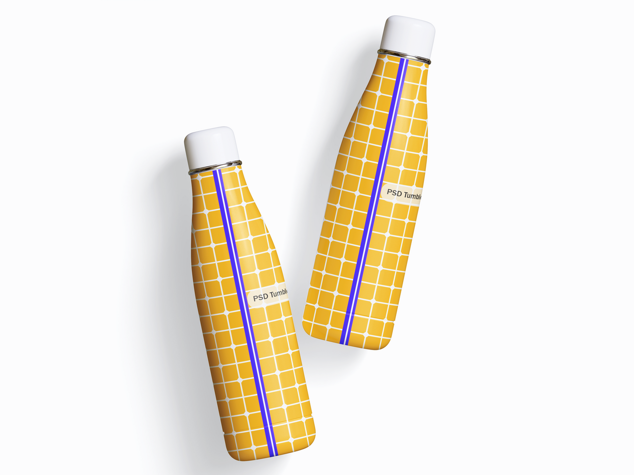 Black White Steel Water Bottle Mockup Set psd