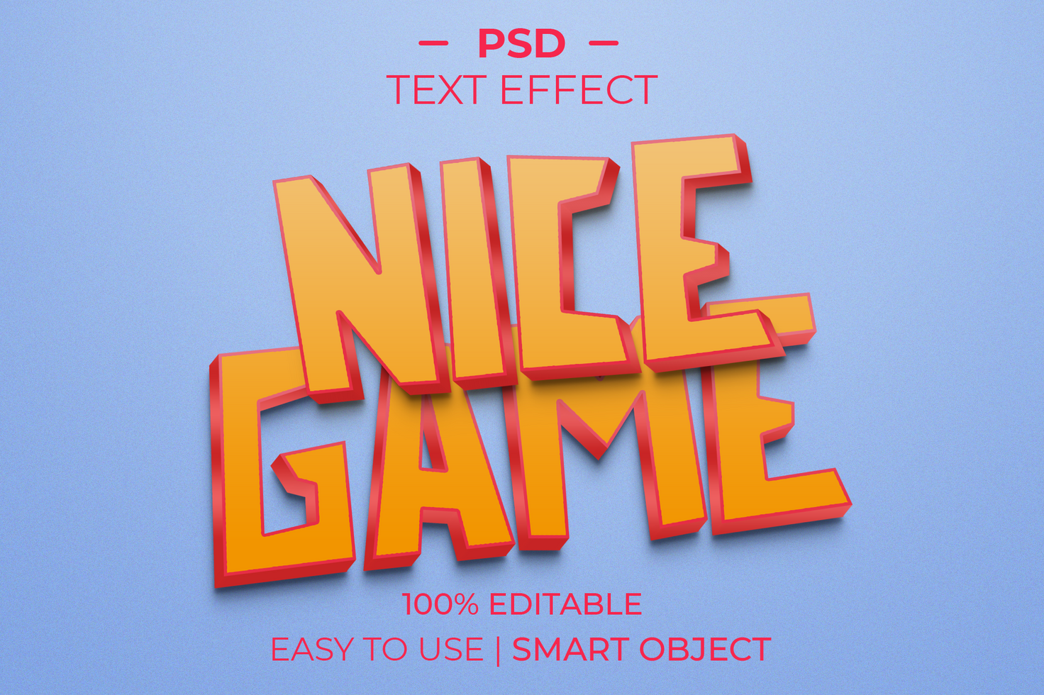 Nice Game Editable 3D Text Effect psd