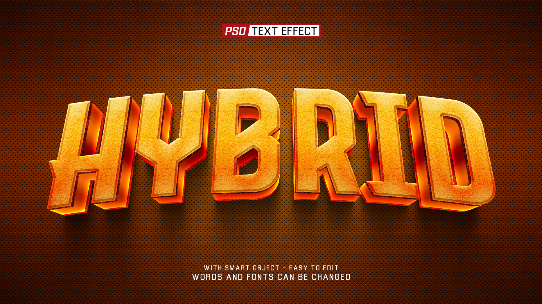 hybrid 3d text effect psd