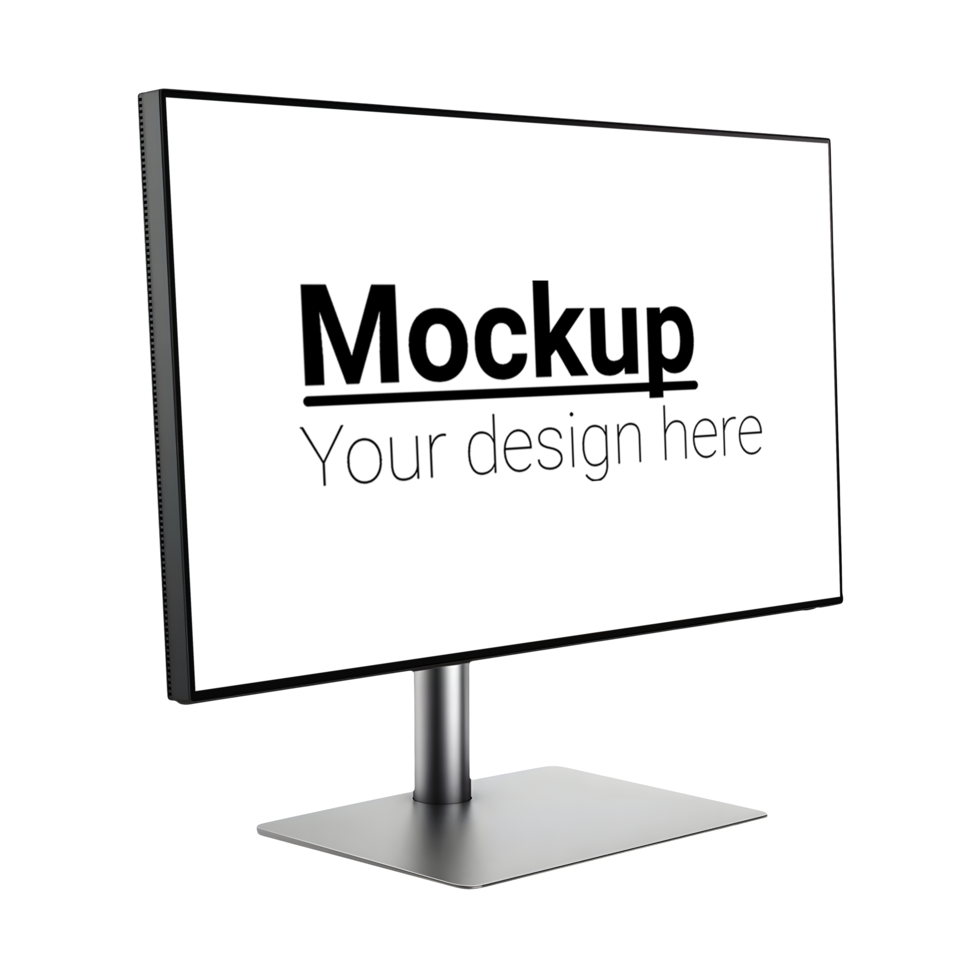 Layout of the silver monitor without background in isometry psd