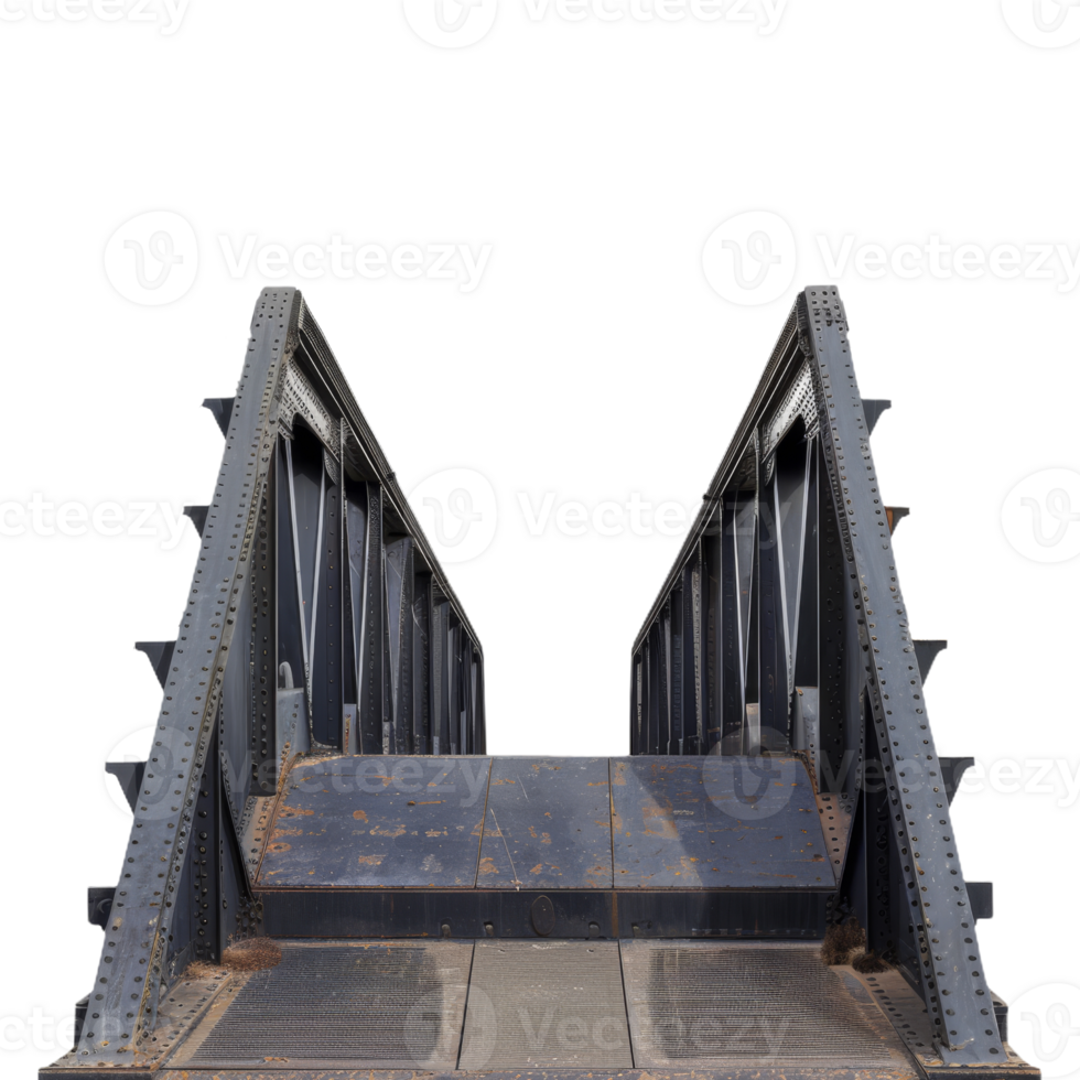Metal Old Bascule Bridge with Rusty Steel Structure on Isolated Background png