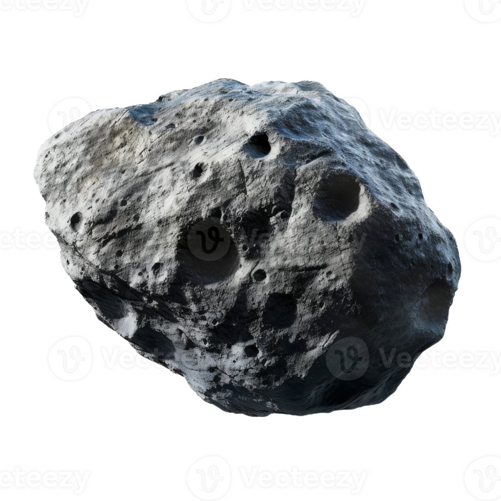 Close up Asteroid on Isolated Background. Space Concept. Dark Rock Asteroid png