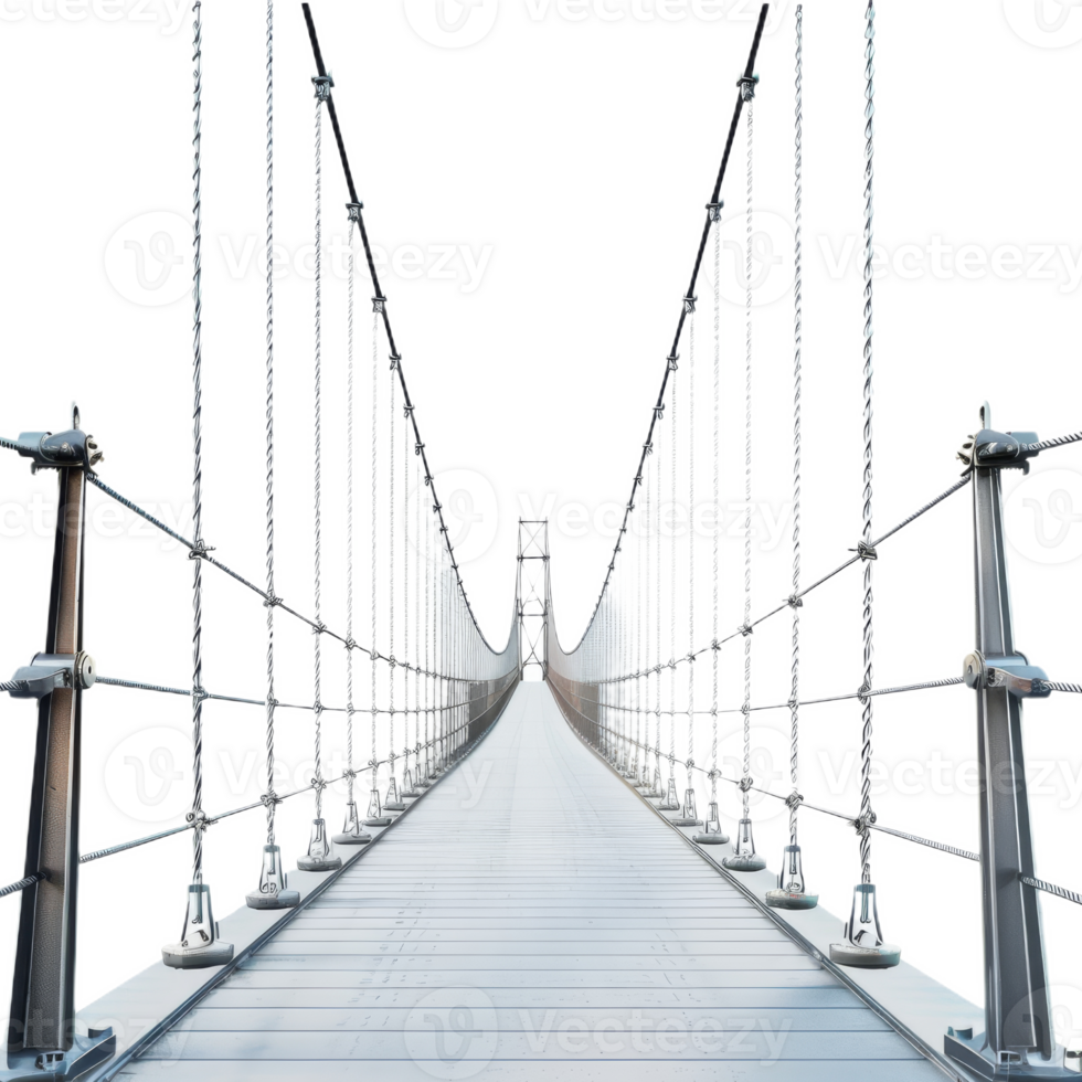 Suspension Bridge Extending Into the Distance On Isolated Background png