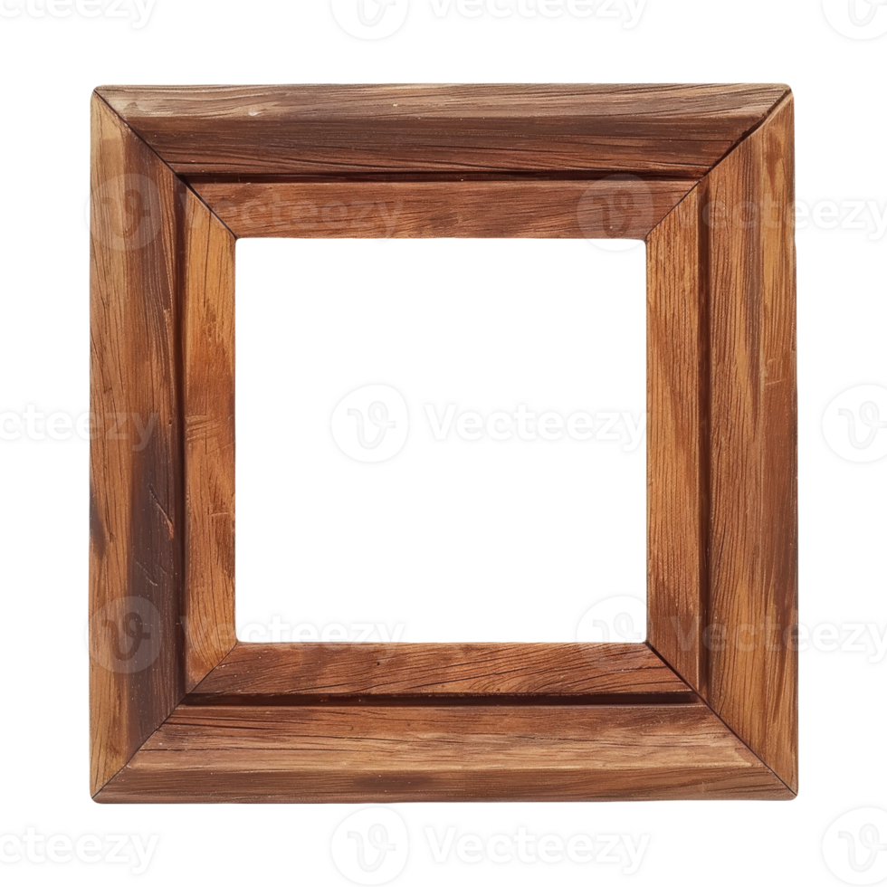 Wooden Photo Frame With a Rustic Finish Isolated On Isolated Background for Artwork Display png