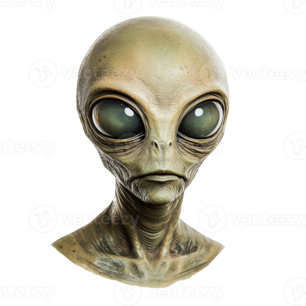 Portrait of Alien with large eyes. Extraterrestrial being png