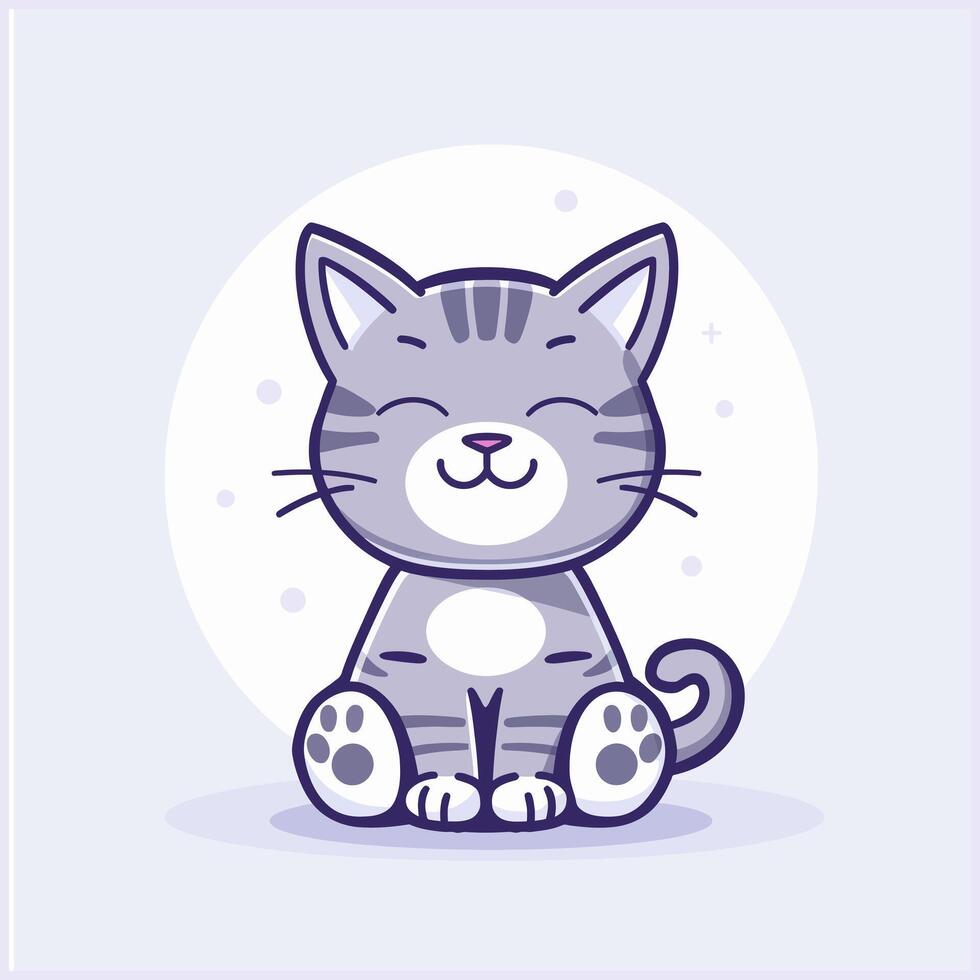 A cartoon cat sitting on the ground with its paws up vector