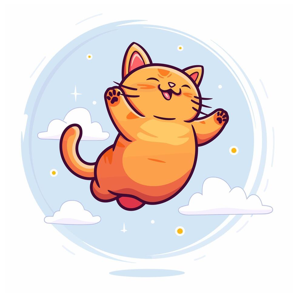 A cartoon cat flying in the air vector