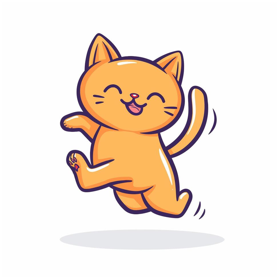 A cartoon cat running and smiling vector