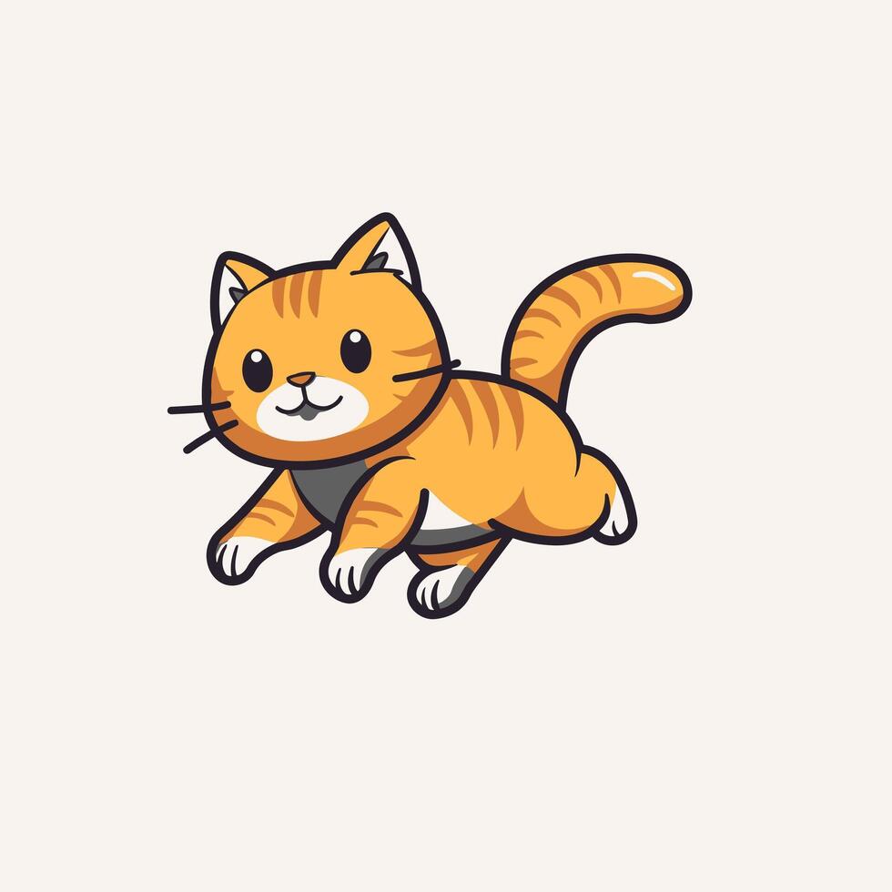 A cartoon cat running on a white background vector