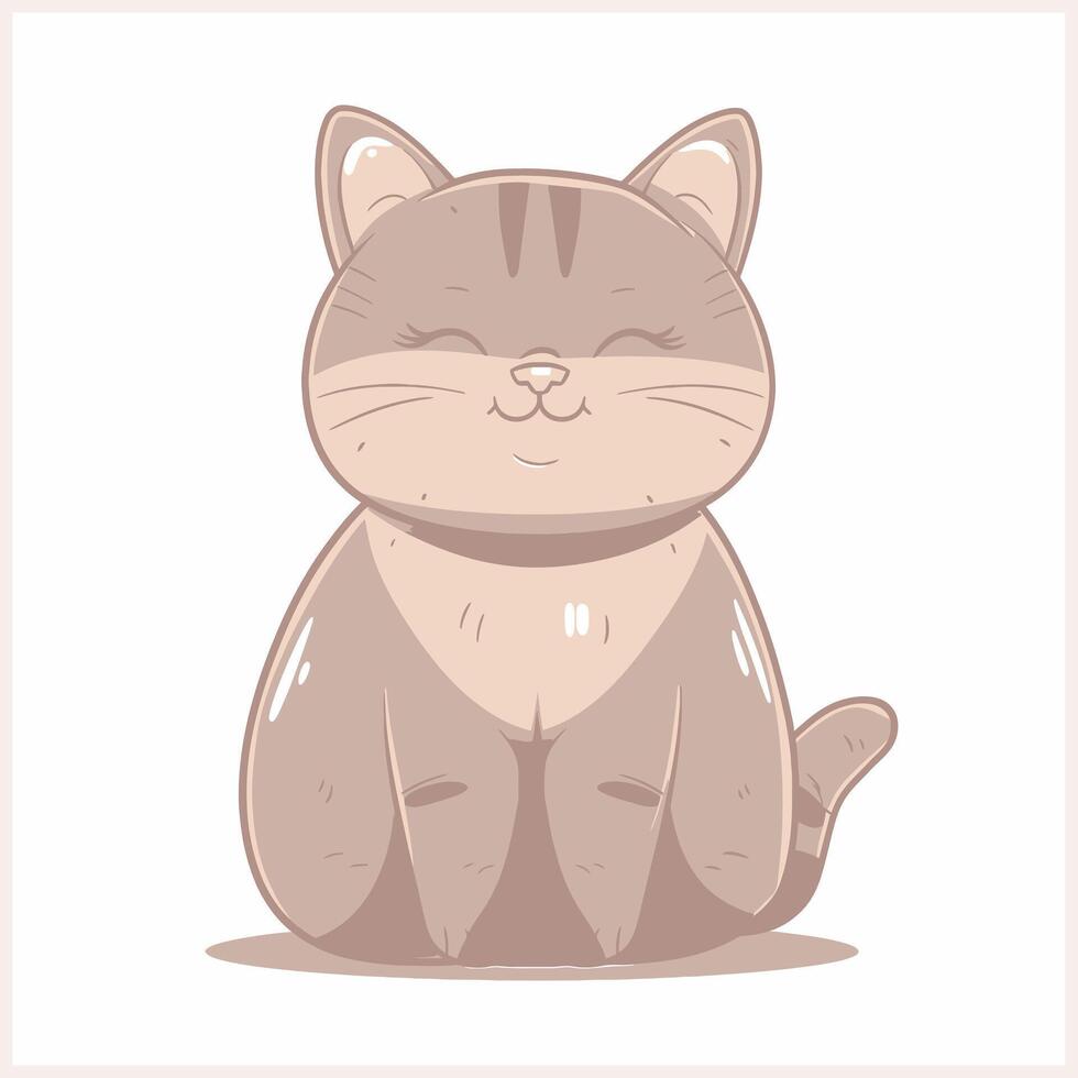 A cartoon cat sitting down with its eyes closed vector
