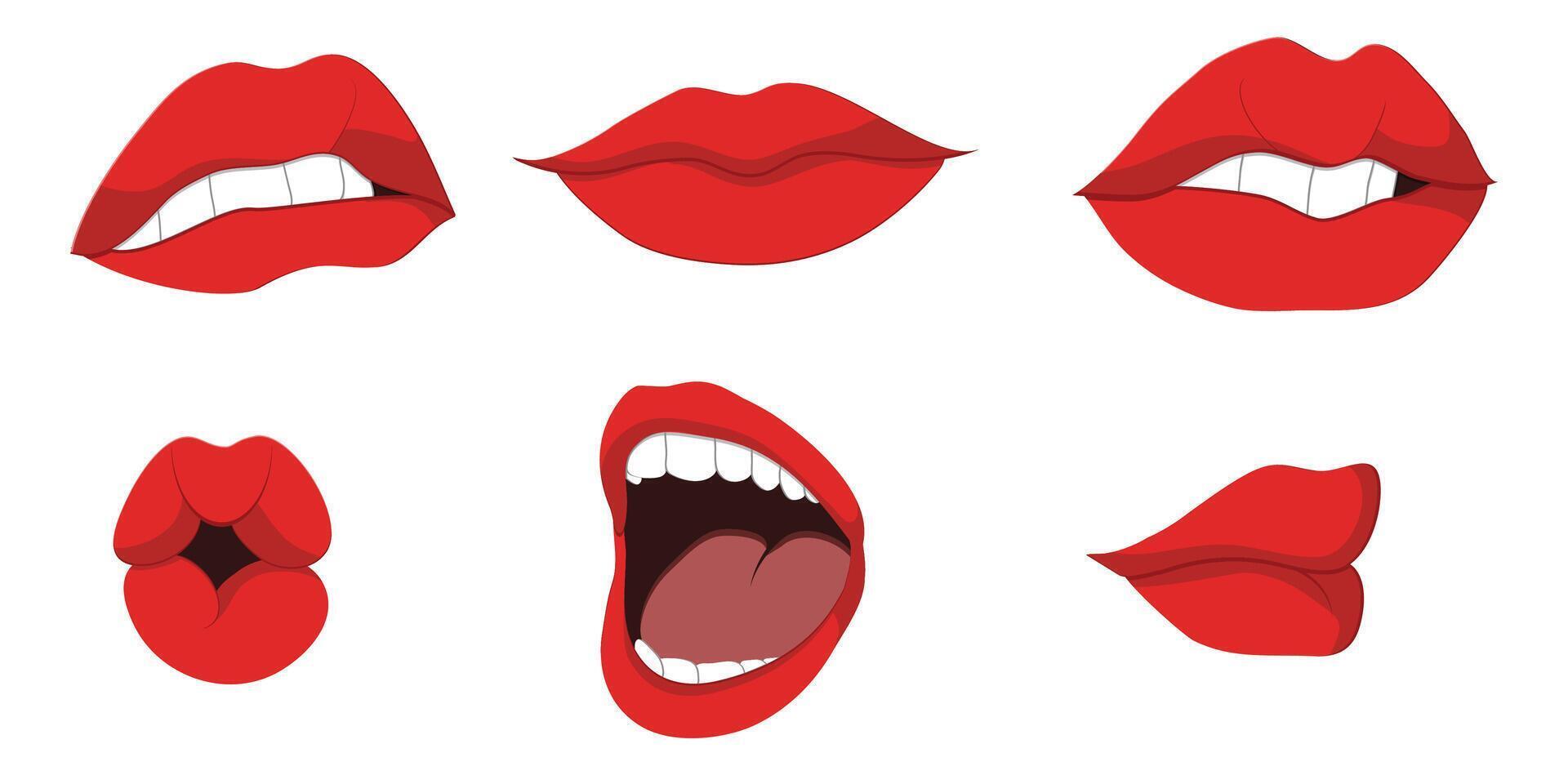 Doodle Lips Set vector