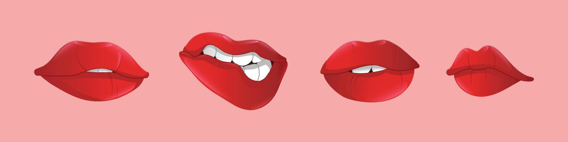 Doodle Lips Set Girl vector