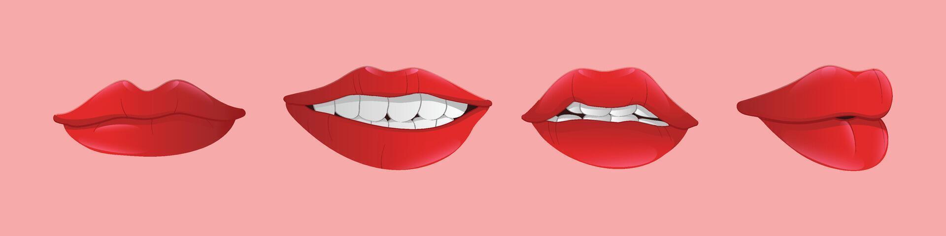 Doodle Lips Set Pretty vector