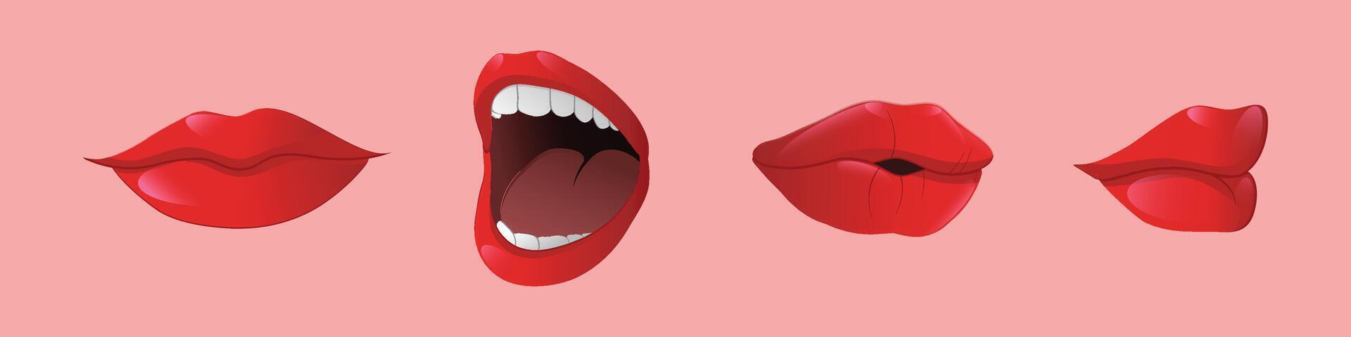 Doodle Lips Set lady vector