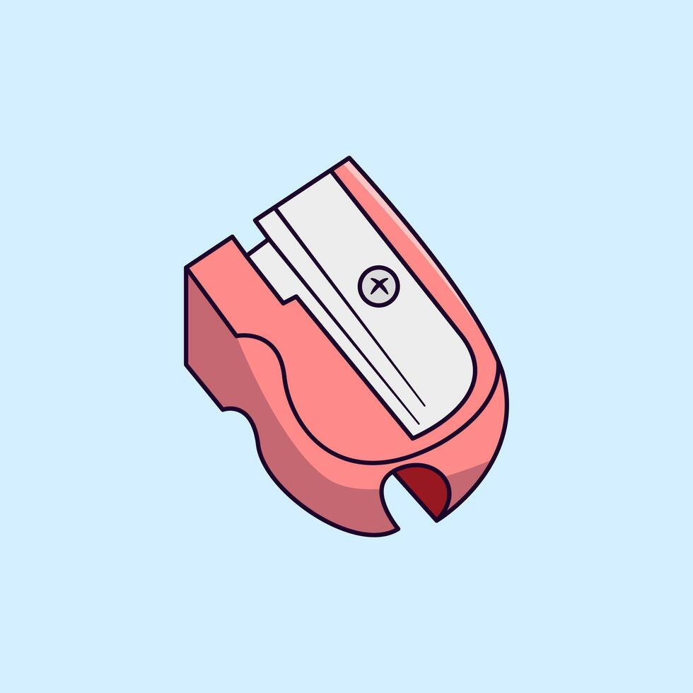 Pencil Sharpener Cartoon Illustration. Stationery Object. vector