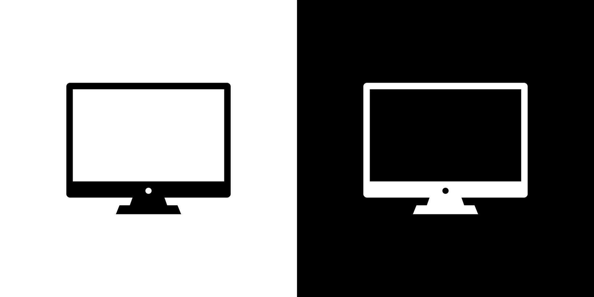 Monitor desktop computer icon in generic style. PC screen sign symbol vector