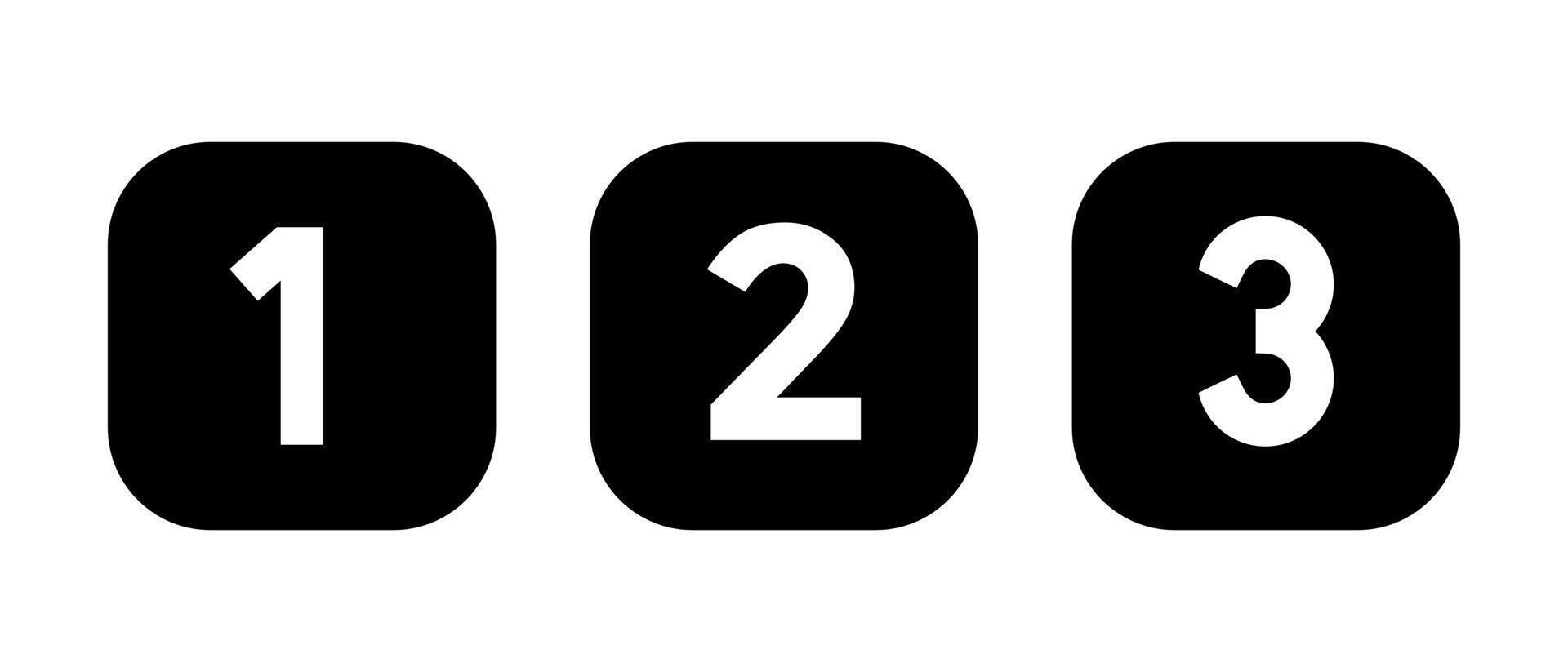 123 number icon on black square vector