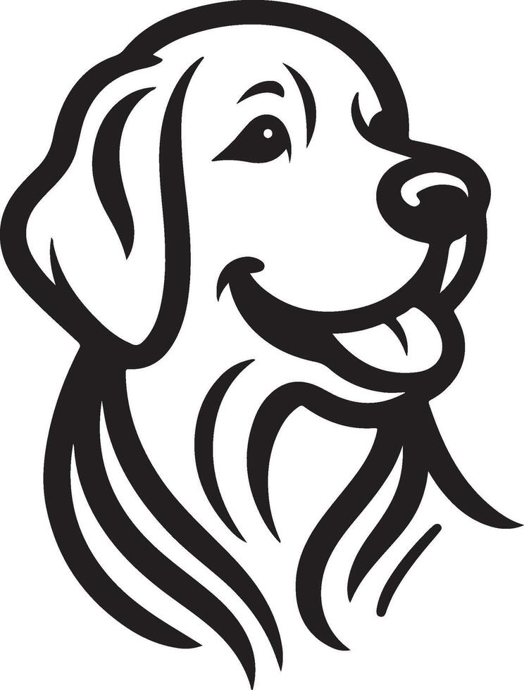 A black and white drawing of a dog's head vector