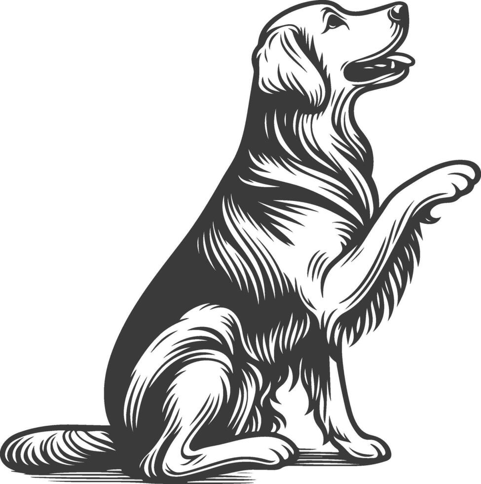 A black and white illustration of a dog sitting vector