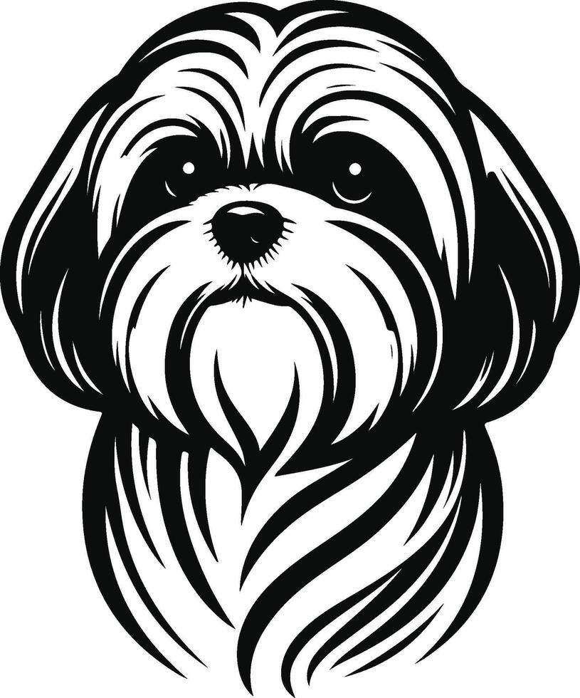 Shih tzu dog tattoo design vector