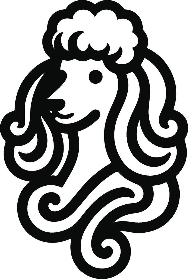 A black and white dog with curly hair vector