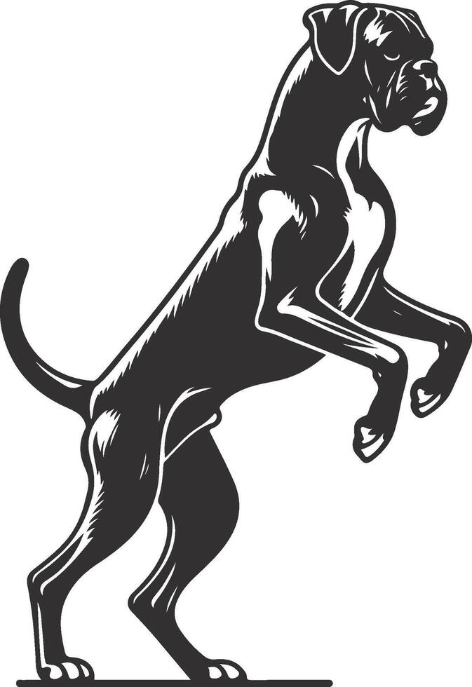 A black and white drawing of a boxer dog vector