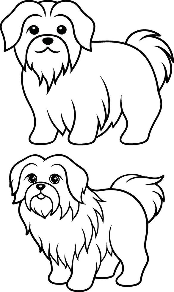 Shih tzu coloring pages vector