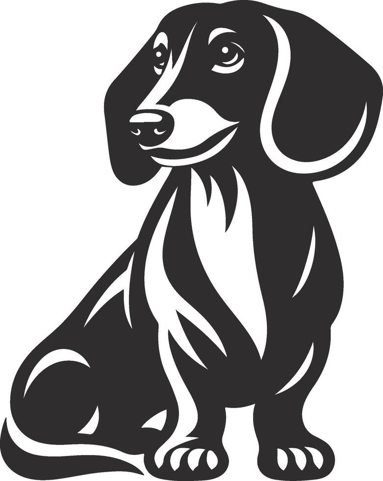 A black and white dachshund dog logo vector