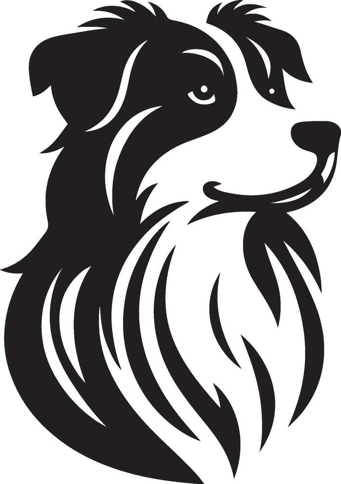 A black and white dog head on a white background vector