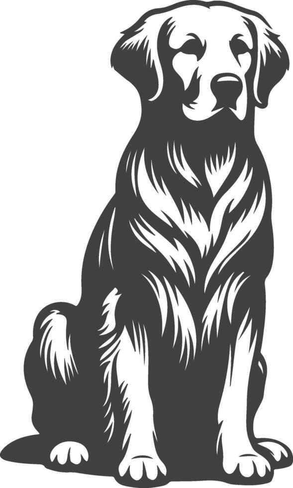 A black and white illustration of a dog sitting vector