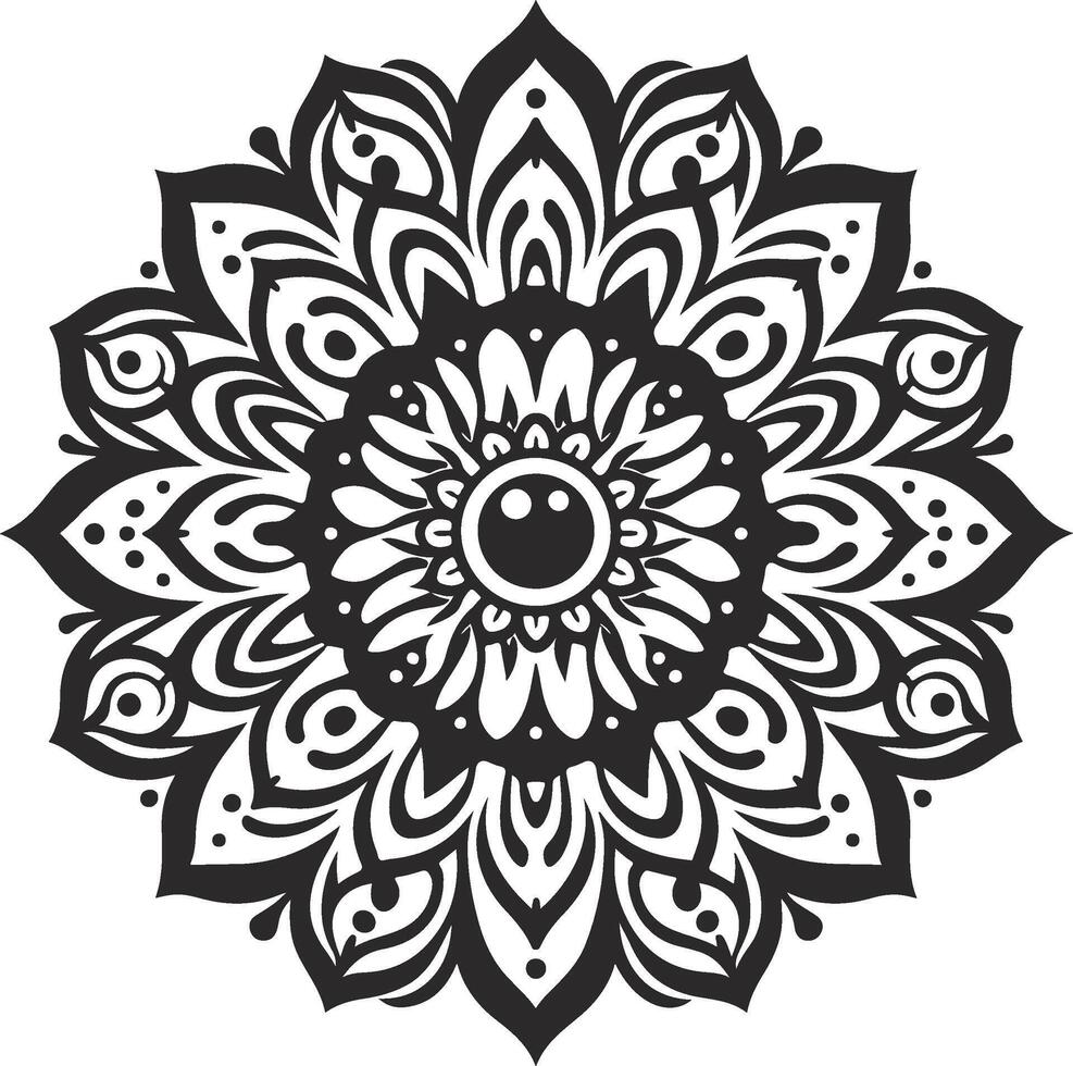 A black and white mandala design vector