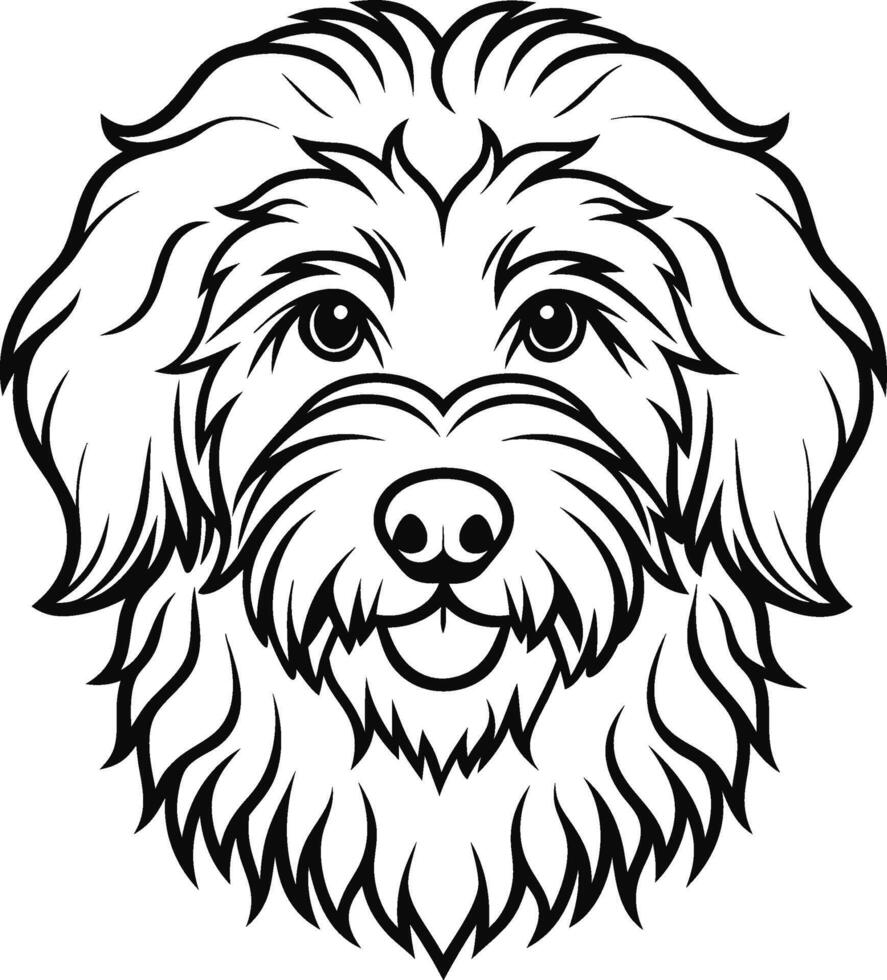 A dog head with long hair and a beard vector