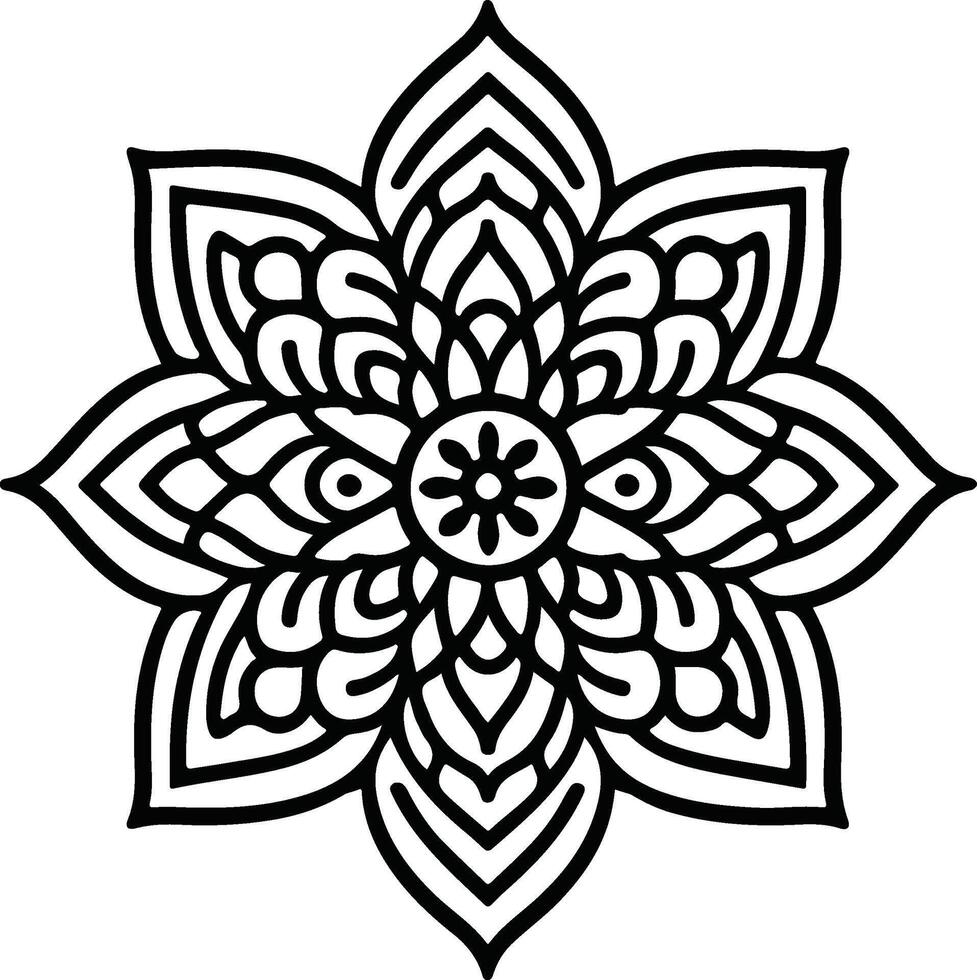 A black and white flower design on a white background vector